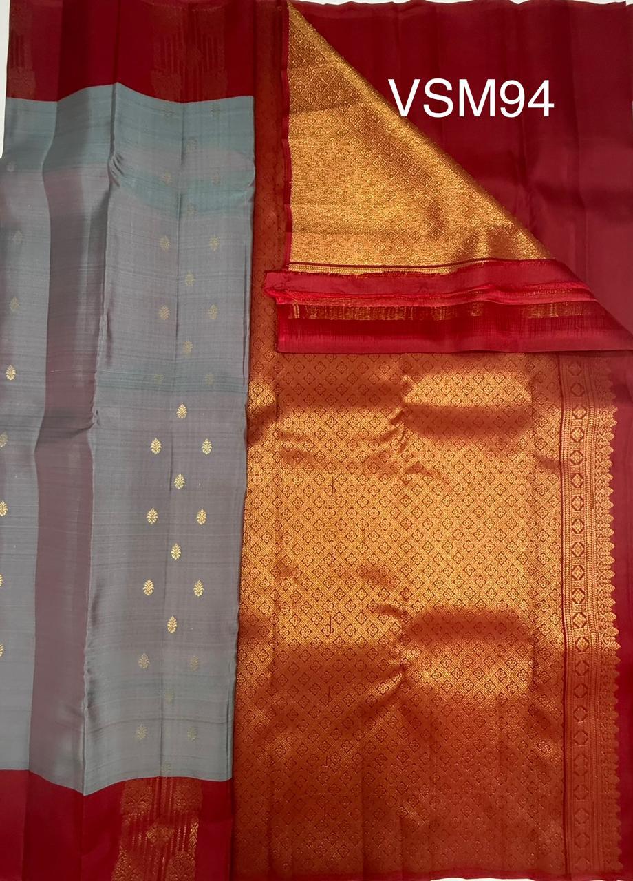 VSM94 - pastel blue color body , maroon color pallu , blouse&nbsp;