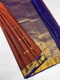 VSM97 - honey brown color body , violet color pallu , blouse&nbsp;