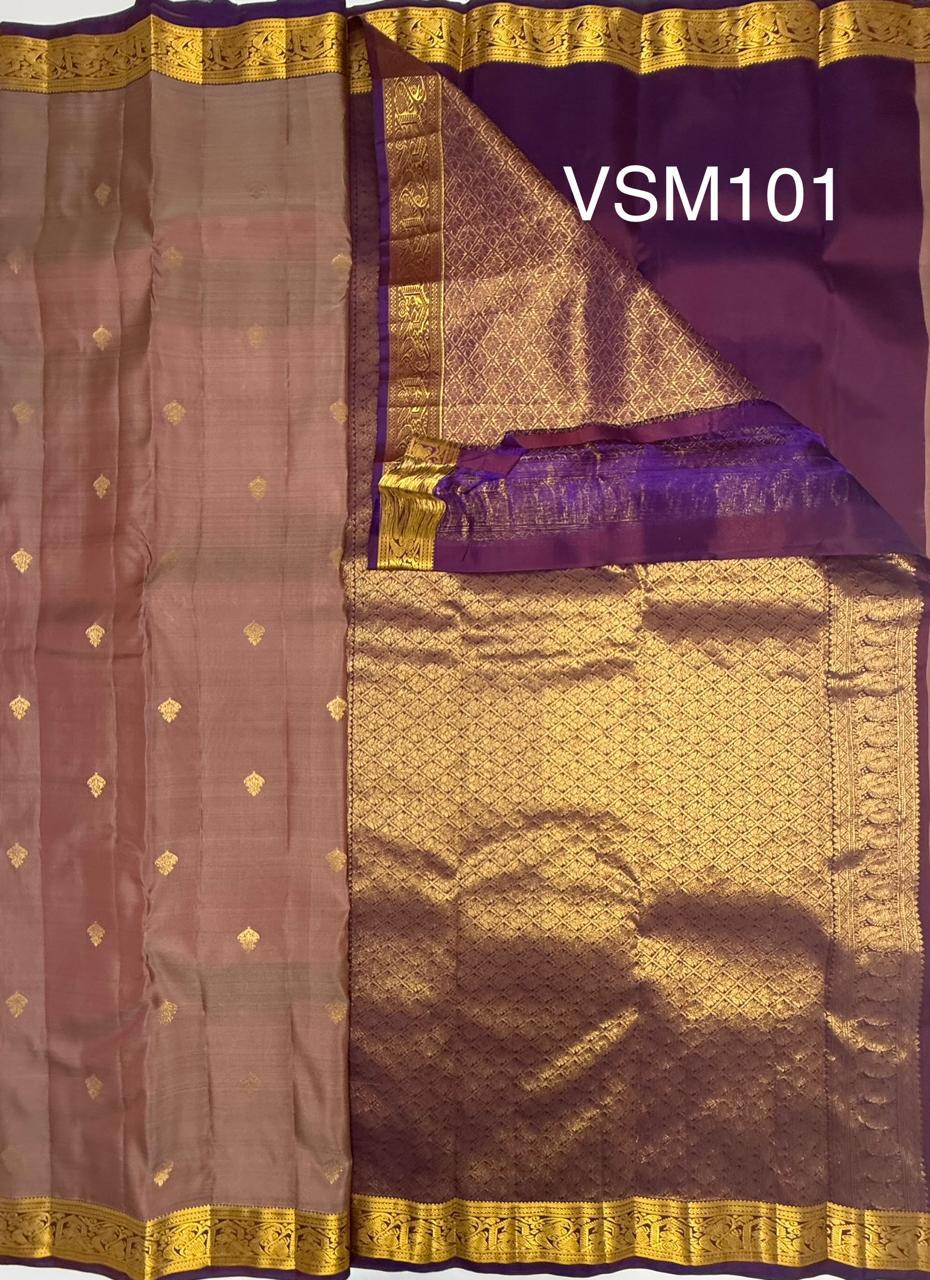 VSM101 - onion pink color body , violet color pallu , blouse&nbsp;