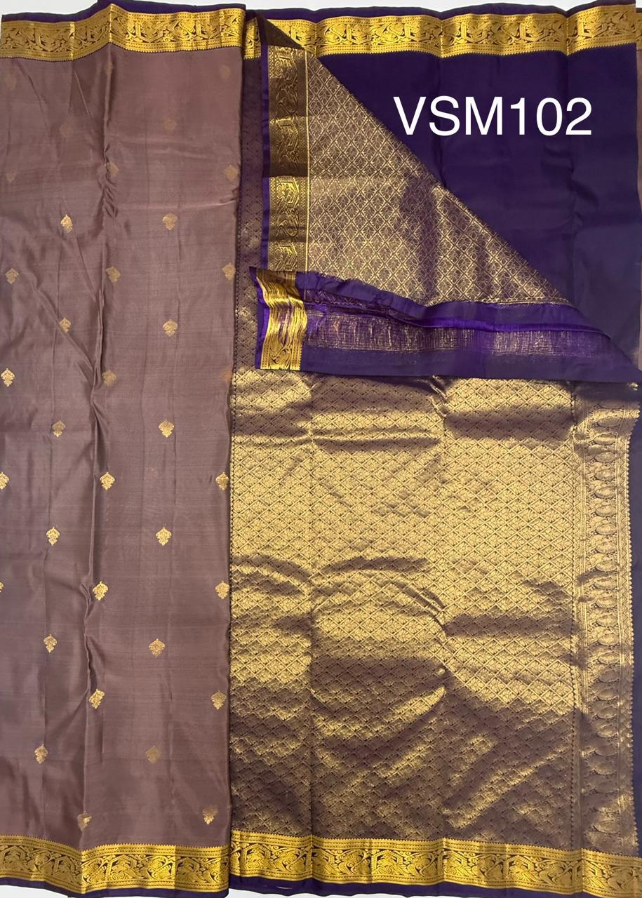 VSM102 - chocolate brown color body , violet color pallu , blouse&nbsp;