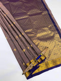 VSM102 - chocolate brown color body , violet color pallu , blouse&nbsp;