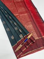 VSM108 - peacock green color body , brown color pallu , blouse&nbsp;