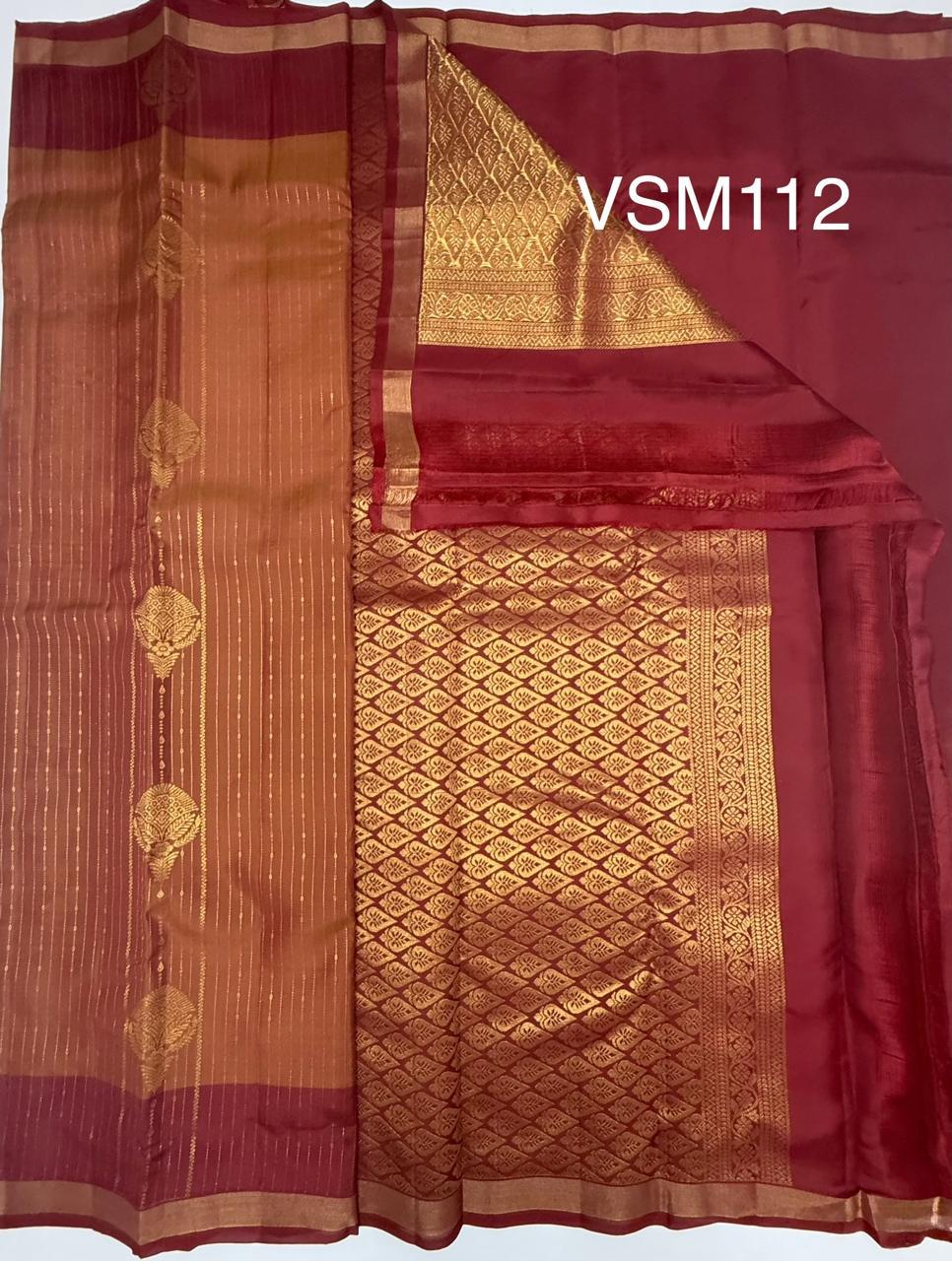 VSM112 - honey brown color body , maroon color pallu , blouse&nbsp;