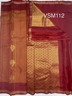 VSM112 - honey brown color body , maroon color pallu , blouse&nbsp;