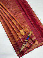 VSM112 - honey brown color body , maroon color pallu , blouse&nbsp;