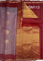 VSM113 - lavender color body , maroon color pallu , blouse.
