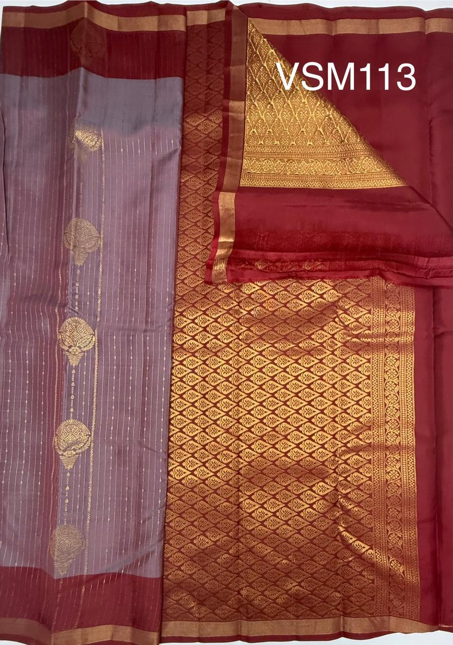 VSM113 - lavender color body , maroon color pallu , blouse&nbsp;
