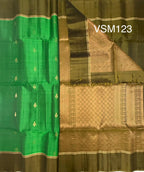 VSM123 - green color body , mehandi green color pallu , blouse&nbsp;