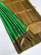 VSM123 - green color body , mehandi green color pallu , blouse&nbsp;