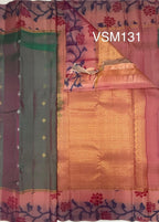 VSM131 - pastel green color body , onion pink color pallu , blouse&nbsp;