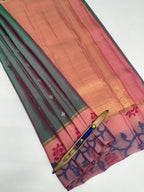 VSM131 - pastel green color body , onion pink color pallu , blouse&nbsp;