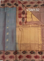 VSM132 - pastel blue color body , light peach color pallu , blouse&nbsp;