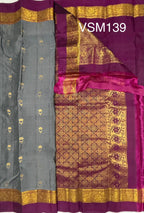 VSM139 - grey color body , rani pink color pallu , blouse&nbsp;