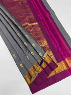 VSM139 - grey color body , rani pink color pallu , blouse&nbsp;