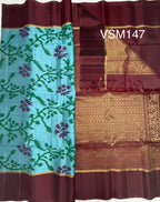 VSM147 - dual blue color body , maroon color pallu , blouse&nbsp;