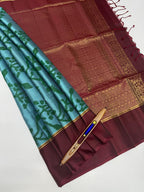 VSM147 - dual blue color body , maroon color pallu , blouse&nbsp;
