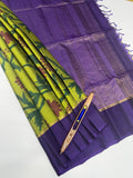 VSM150 - olive green color body , violet color pallu , blouse&nbsp;