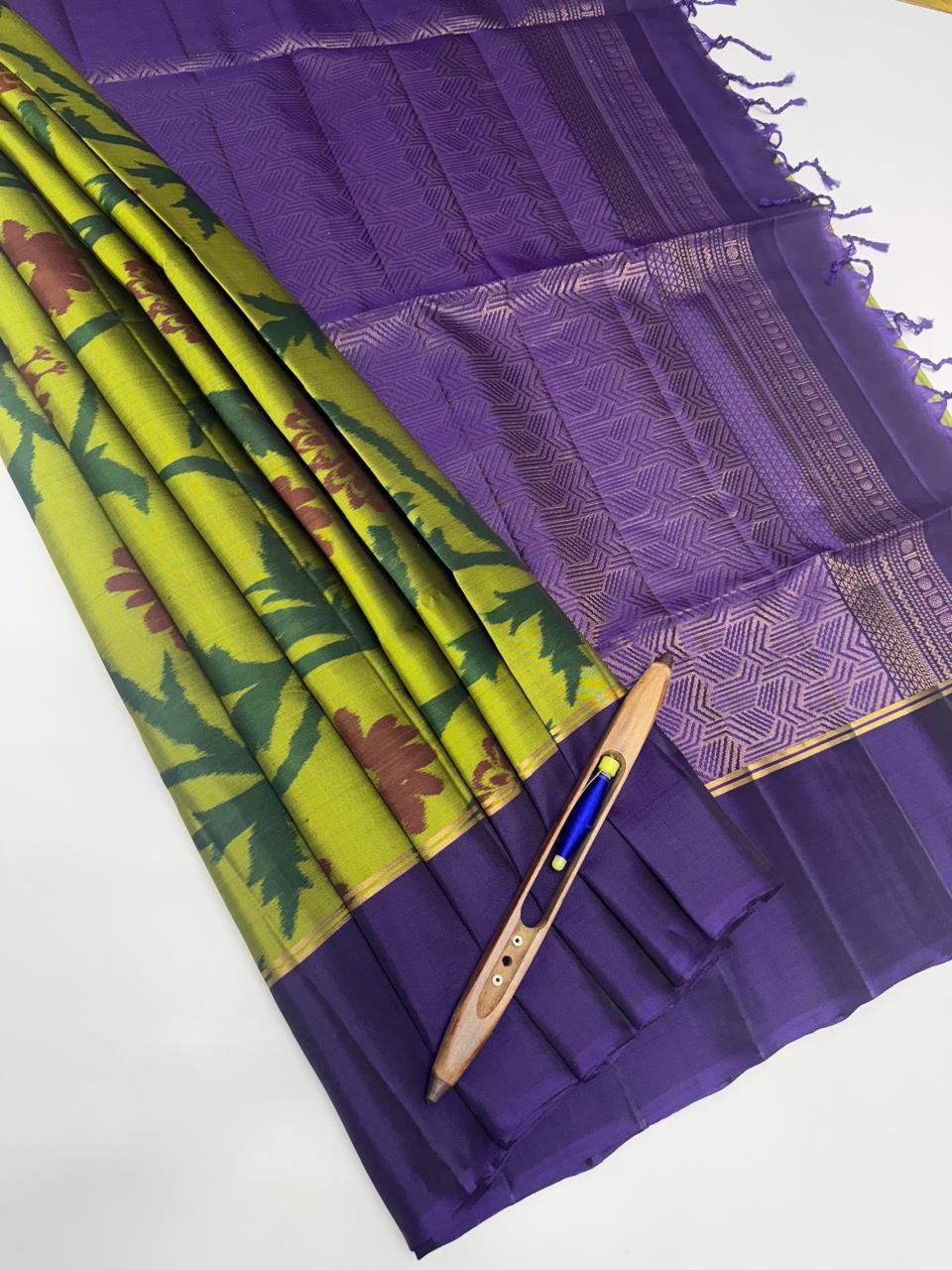 VSM150 - olive green color body , violet color pallu , blouse&nbsp;