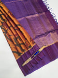 VSM153 - honey brown color body , violet color pallu , blouse&nbsp;