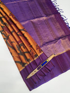 VSM153 - honey brown color body , violet color pallu , blouse&nbsp;