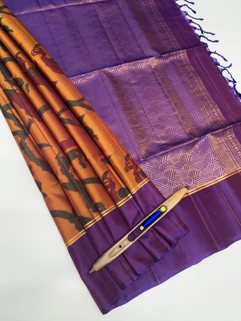 VSM153 - honey brown color body , violet color pallu , blouse&nbsp;