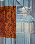 VSM154 - honey brown color body , sky blue color pallu , blouse&nbsp;