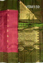 VSM159 - light pink color body , green color pallu , blouse&nbsp;