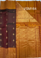 VSM164 - dual green color body , mustard color pallu , blouse