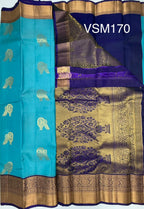 VSM170 - sky blue color body , violet color pallu , blouse&nbsp;