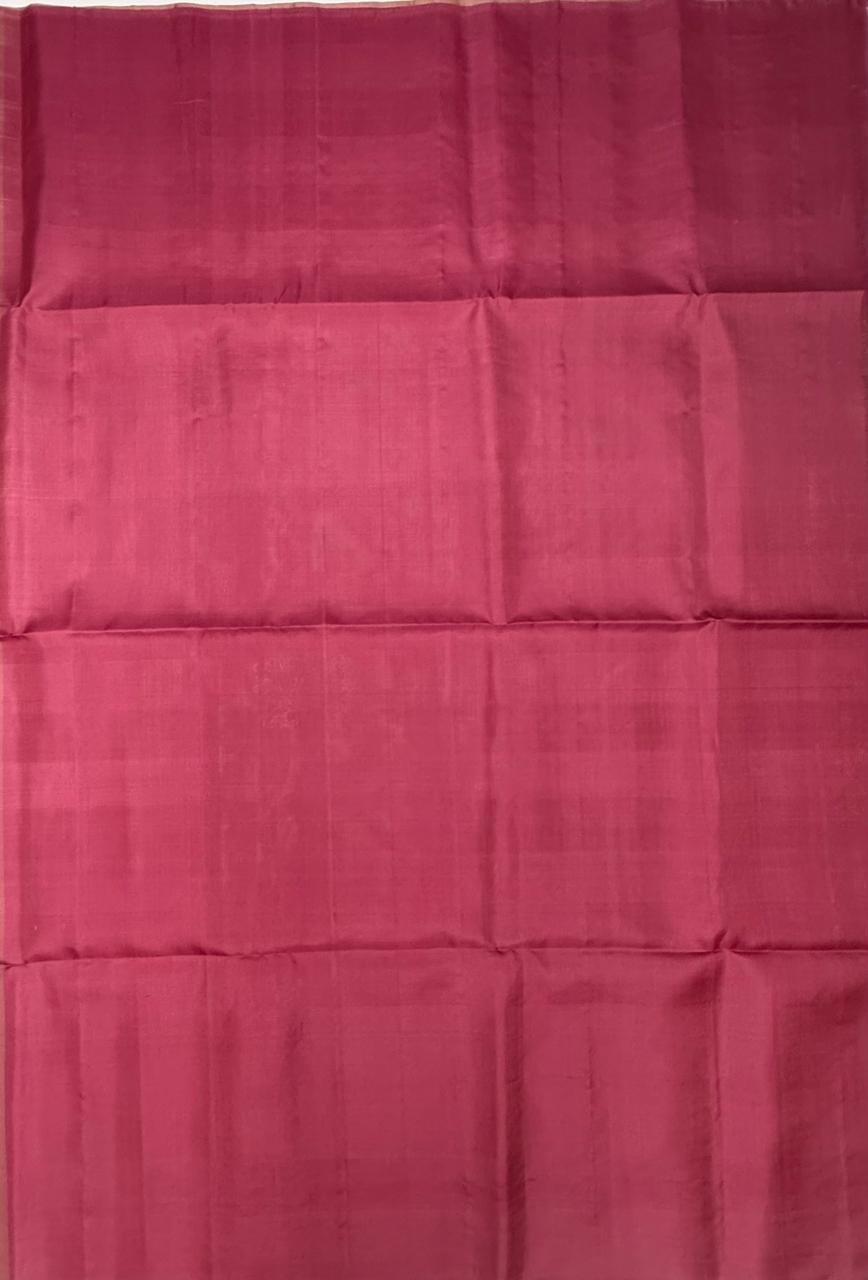 VSBL401 - peacock blue color body , dusky pink color pallu , blouse - Pure silk saree