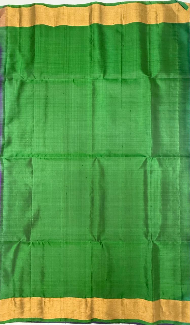 VSZB240 - violet color body , leaf green color pallu , blouse - Pure silk saree