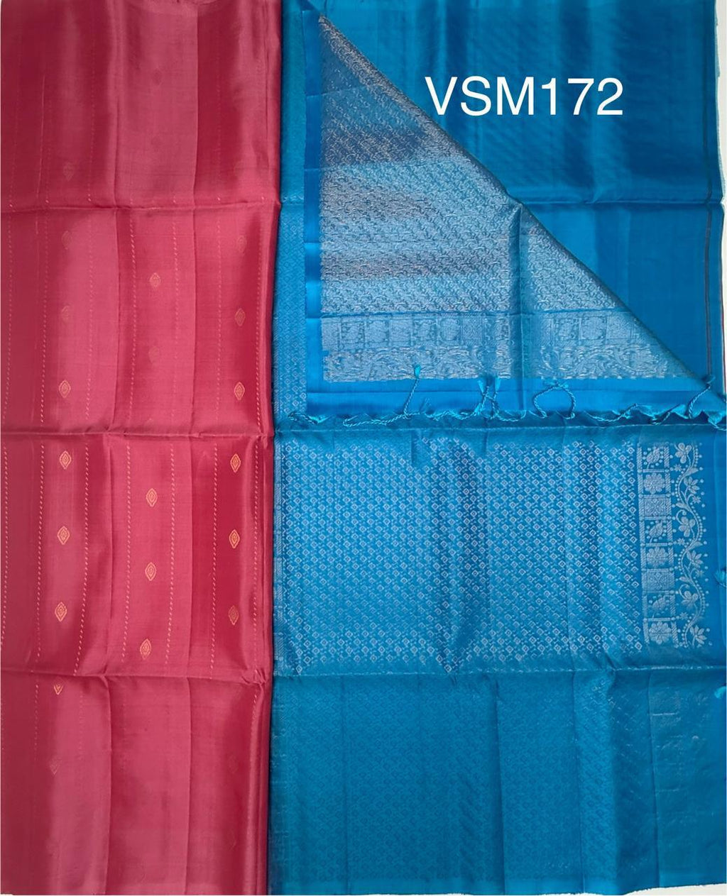 VSM172 - lotus pink color body , blue color pallu , blouse&nbsp;