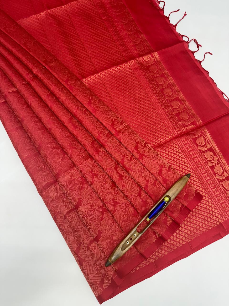 VSM185 - red color body, pallu , blouse&nbsp;