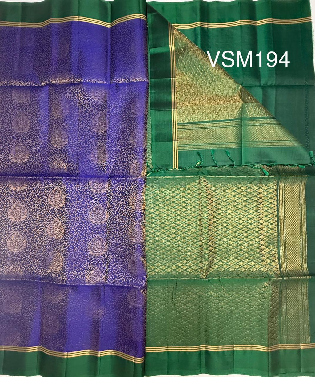 VSM194 - ink blue color body , bottle green color pallu , blouse&nbsp;