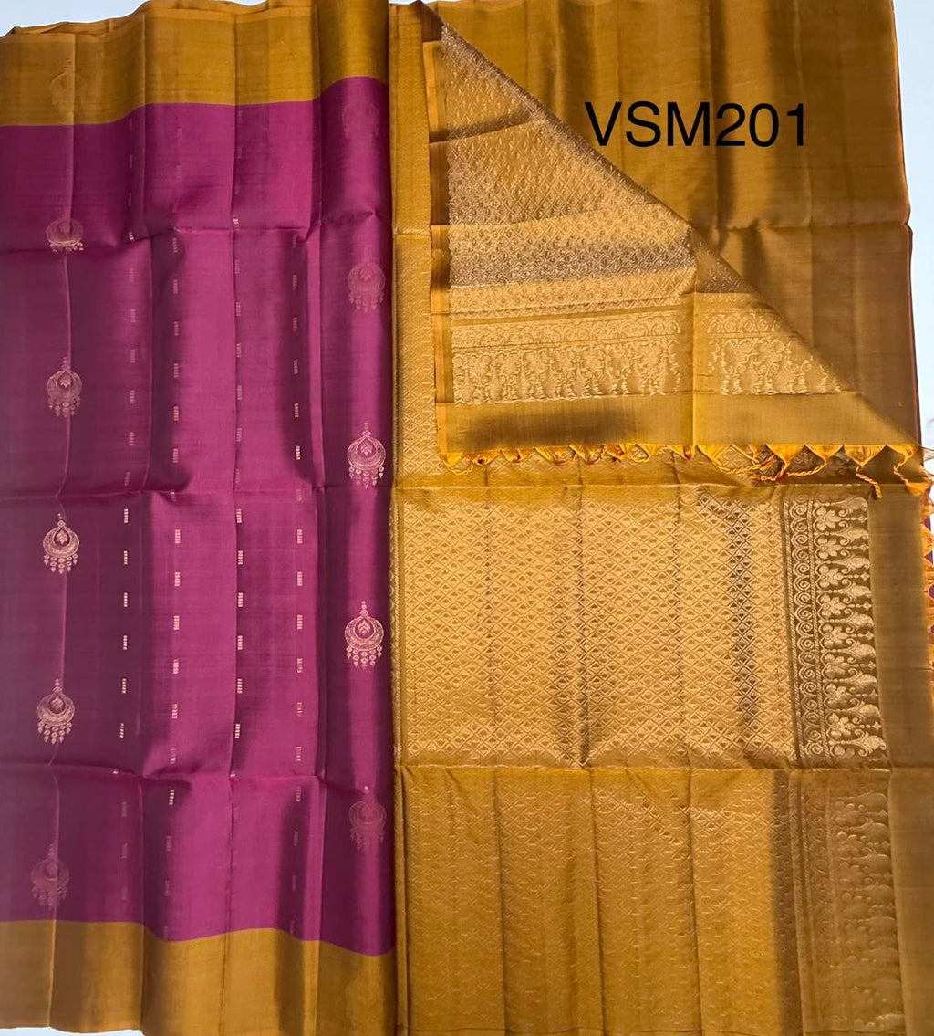 VSM201 - purple color body , mustard&nbsp; color pallu , blouse&nbsp;