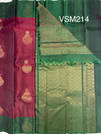 VSM214 - maroon color body ,green color pallu , blouse&nbsp;