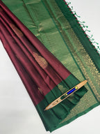 VSM214 - maroon color body ,green color pallu , blouse&nbsp;