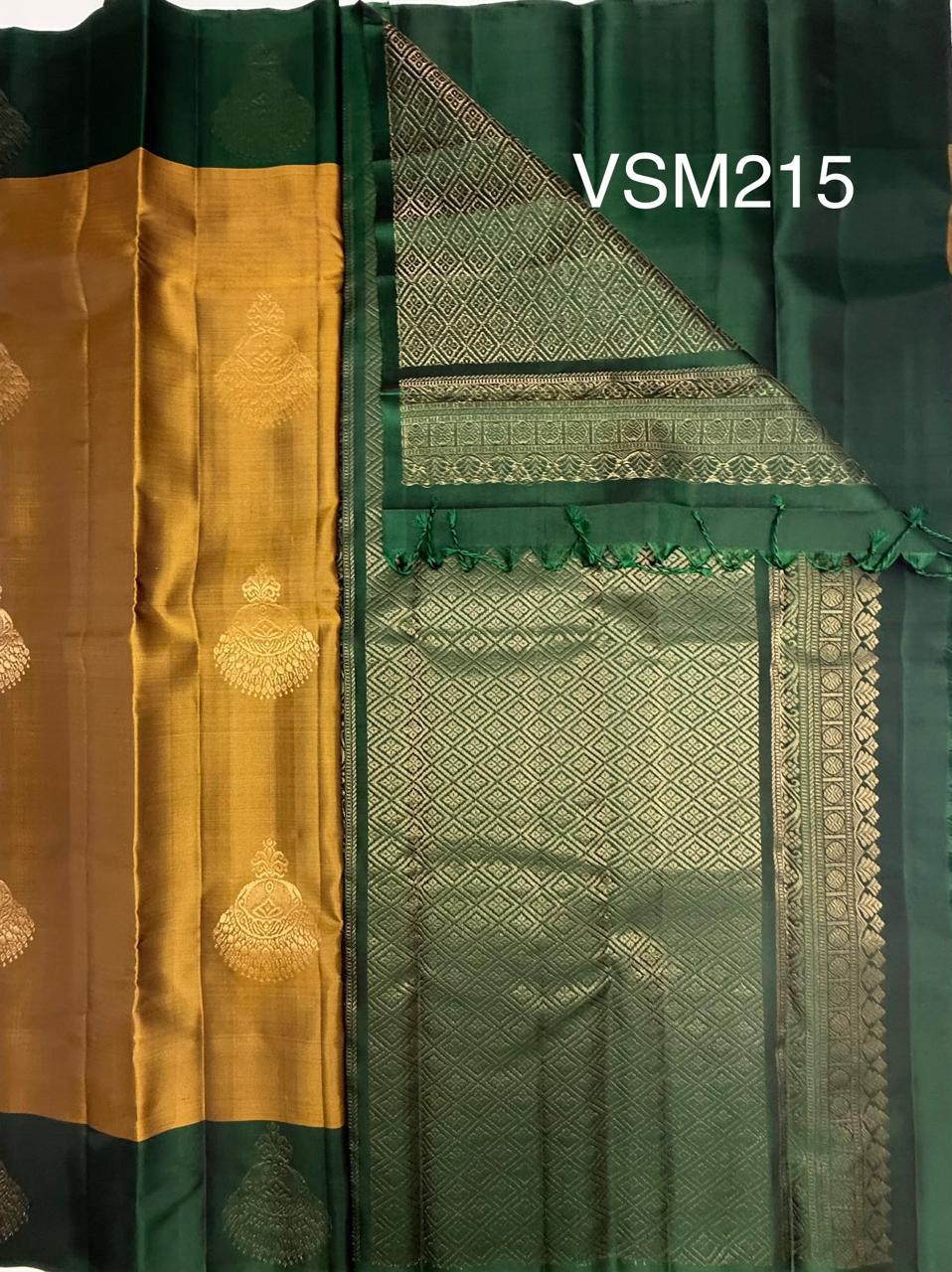 VSM215 - mustard color body , green color pallu , blouse&nbsp;