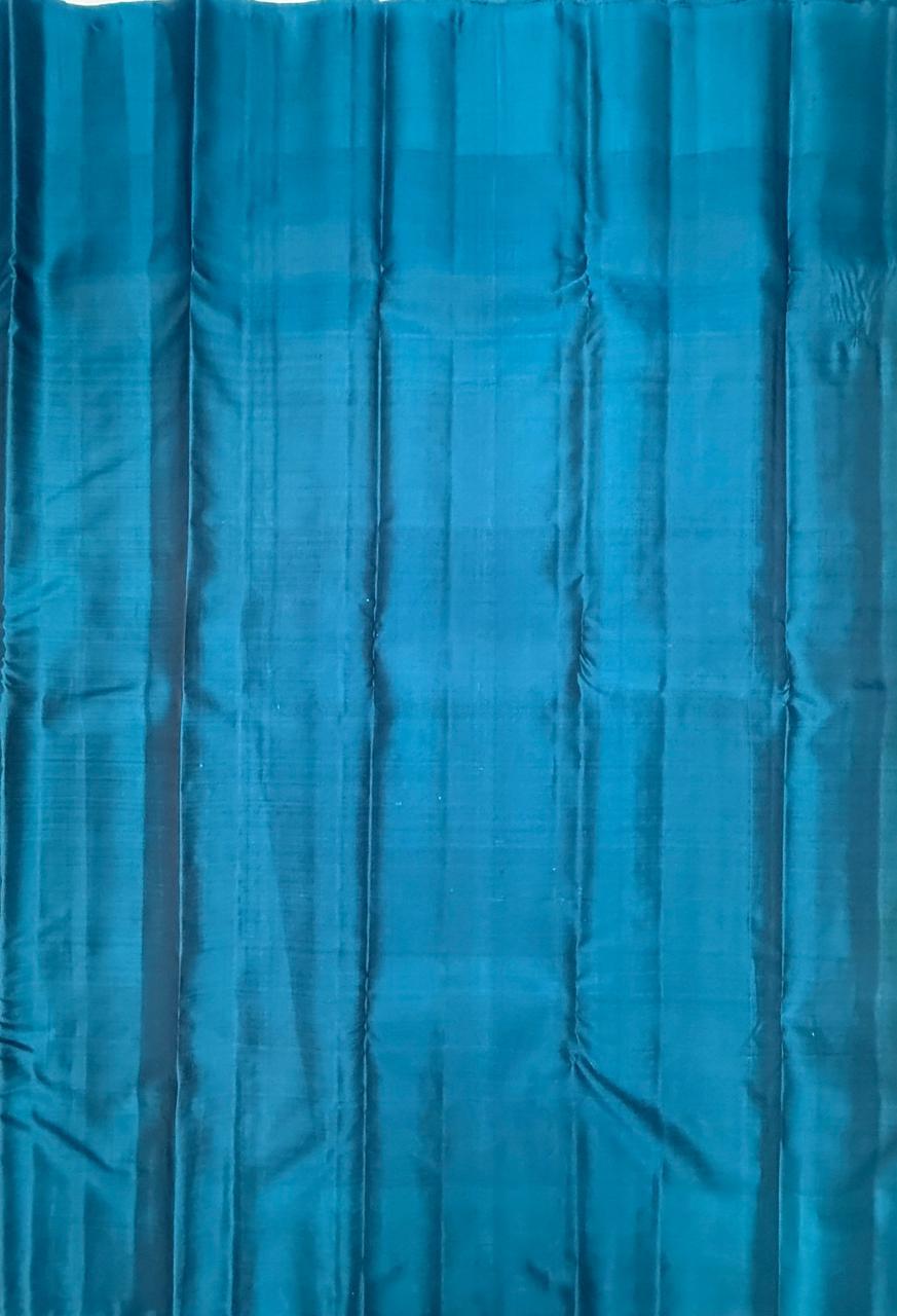VSM228 - cow dung green color body , blue color pallu , blouse&nbsp;