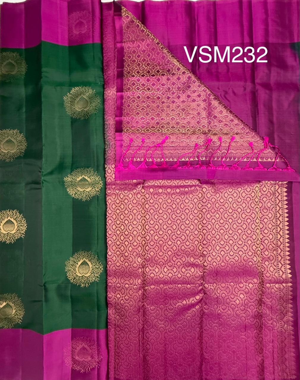 VSM232 - bottle green color body , purple color pallu , blouse&nbsp;