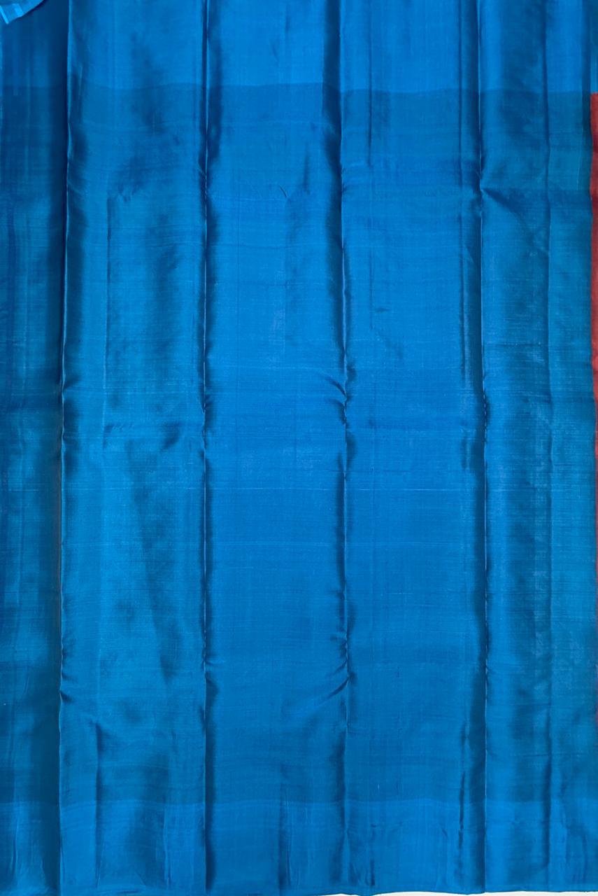 VSM233 - brick orange color body , blue color pallu , blouse&nbsp;