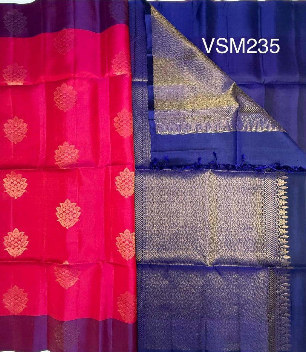 VSM235 - magenta color body , ink blue color pallu , blouse&nbsp;