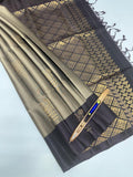 VSM236 - grey with black color body , dark purple color pallu , blouse&nbsp;