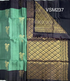 VSM237 - pastel green color body , dark purple color pallu , blouse&nbsp;