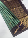 VSM237 - pastel green color body , dark purple color pallu , blouse&nbsp;