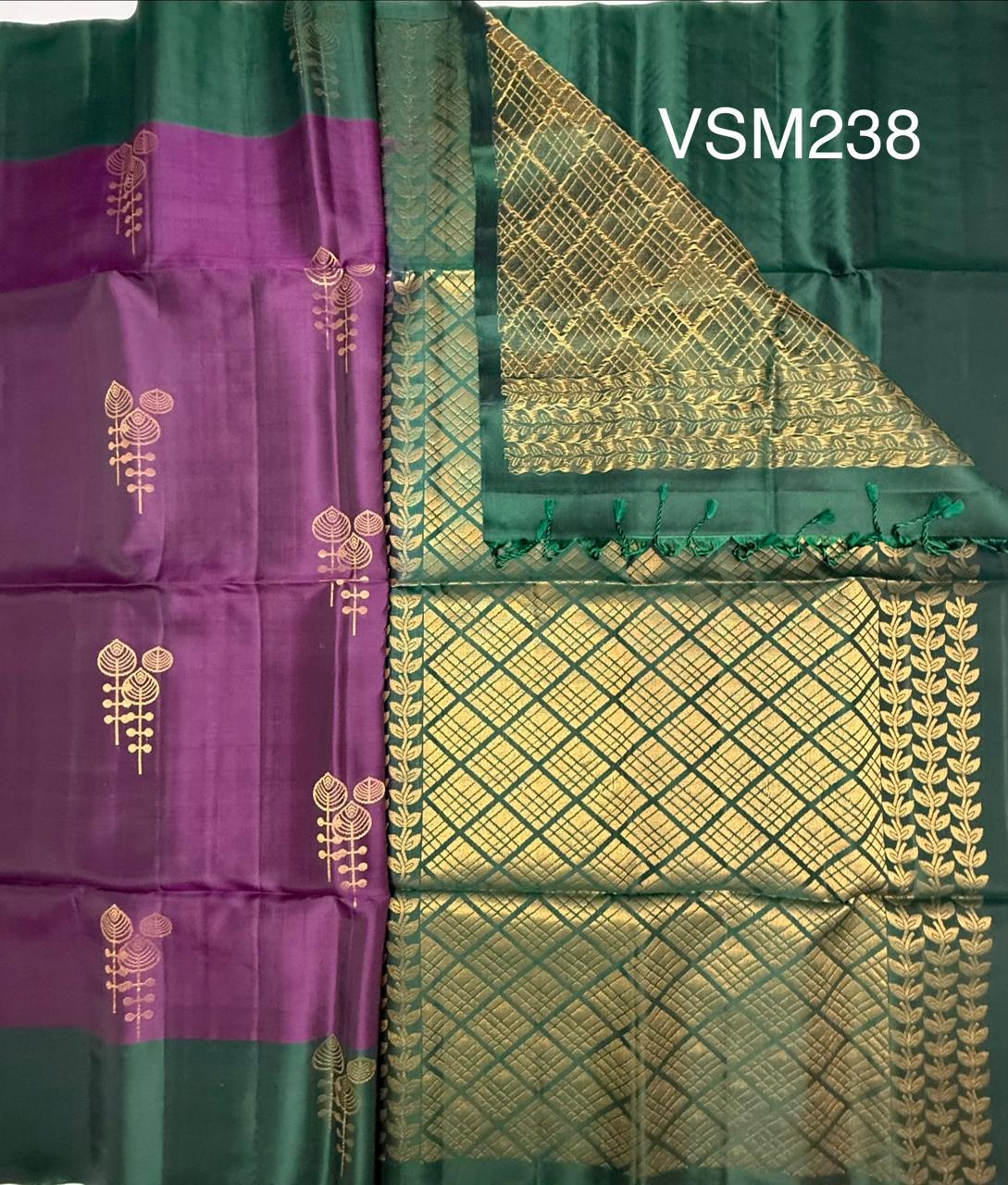 VSM238 - dark purple color body , peacock green color pallu , blouse&nbsp;