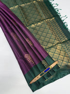 VSM238 - dark purple color body , peacock green color pallu , blouse&nbsp;