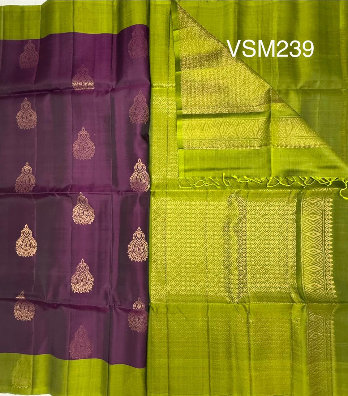 VSM239 - purple color body , green color pallu , blouse&nbsp;