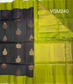 VSM240 - dark purple color body , green color pallu , blouse&nbsp;
