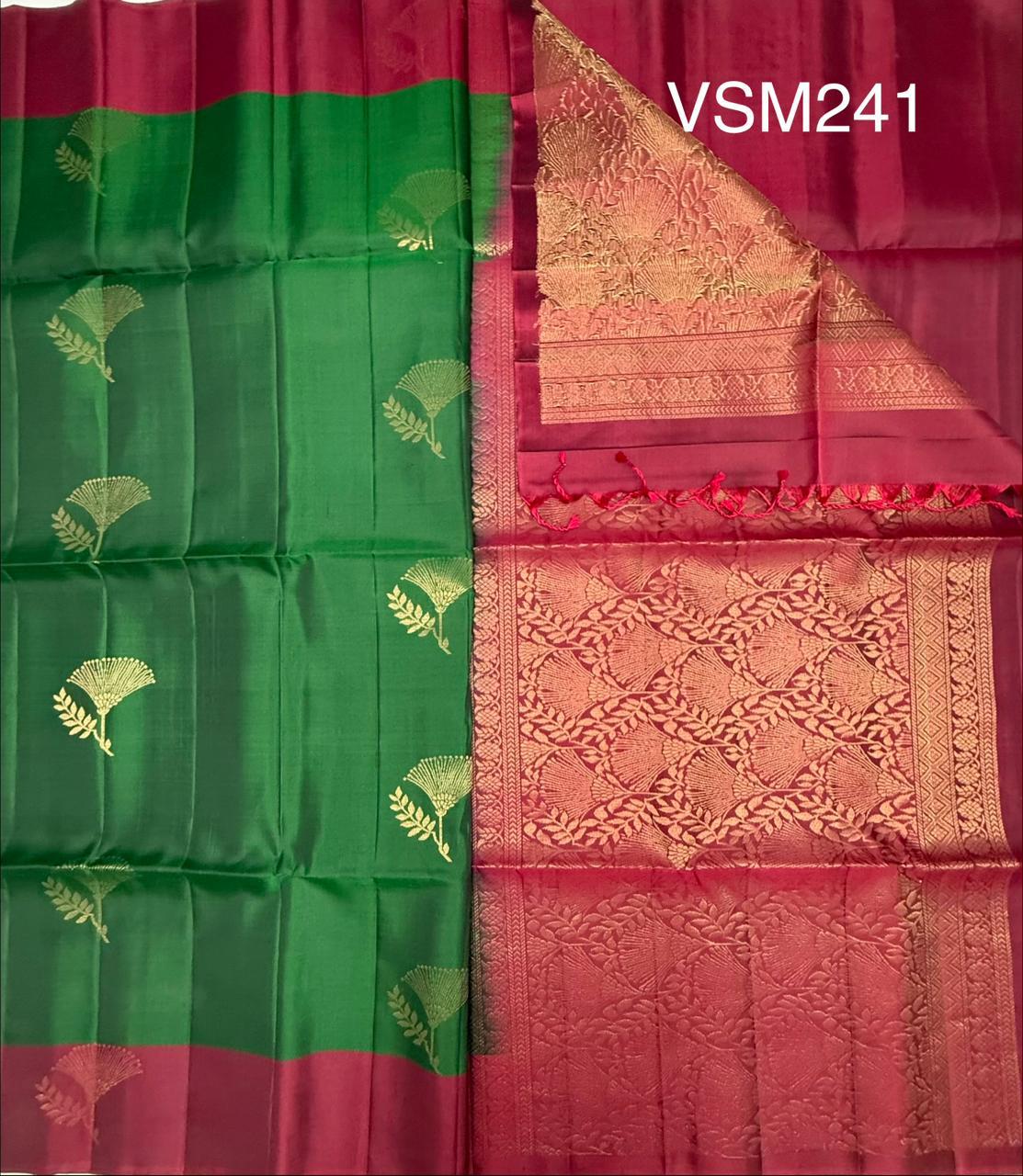 VSM241 - bottle green color body , purple color pallu , blouse&nbsp;
